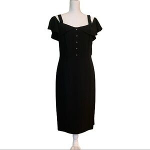 Good looking WORTH Black Cady Ruffle Dress
